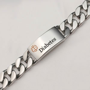 Stainless Large Link Diabetes Medical ID Bracelet Stainless Large Link Diabetes Medical ID Bracelet