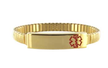 Womens Gold Tone Expansion Alert Wristband Womens Gold Tone Expansion Alert Wristband